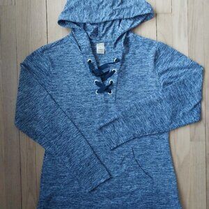 Hooded athletic top with lace-up detail, size L